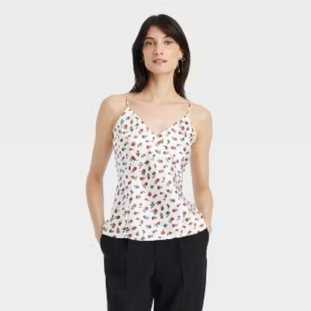 a new day White Floral Spaghetti Strap Cami